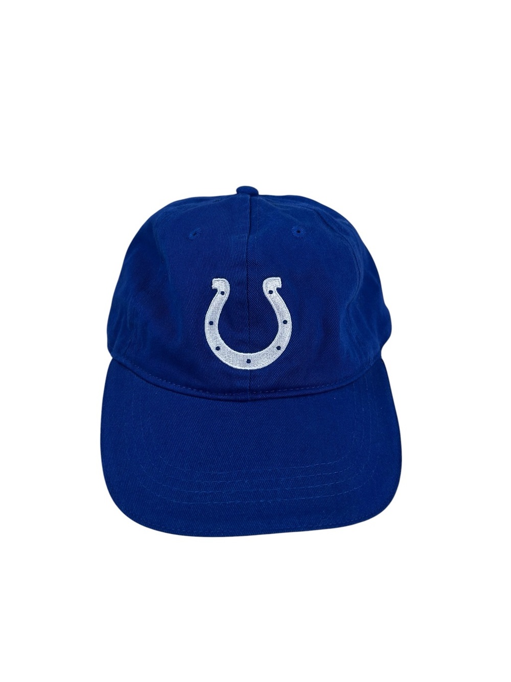 Vintage Indianapolis Colts Main Gate Horseshoe Strapback Hat Blue NFL